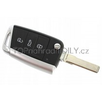 Obal klíče, autoklíč pro Škoda Octavia III, trojtlačítkový, chrom