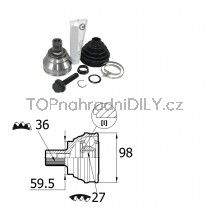 Sada kloubů hnacího hřídele pro VW Tiguan, 1K0498099B
