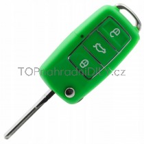 Obal klíče, autoklíč pro Škoda Fabia II, třítlačítkový, zelený