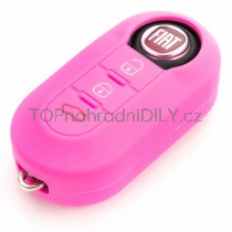 Silikonový obal, pouzdro klíče, růžový pro Fiat 500
