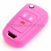 Silikonový obal, pouzdro klíče, růžový pro Opel Adam 3-tlačítkový
