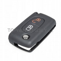 Silikonový obal, pouzdro klíče, černý pro Peugeot 207, 2-tlačítkový