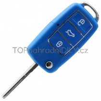 Obal klíče, autoklíč pro Škoda Roomster, třítlačítkový, modrý