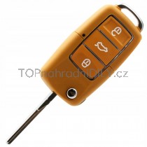 Obal klíče, autoklíč pro Škoda Fabia II, třítlačítkový, žlutý