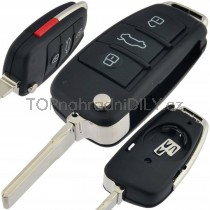 Obal klíče, holoklíč pro Audi 4-tlačítkový, černý Hrot: HU66