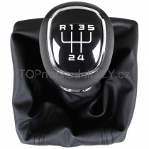 Řadicí páka s manžetou Škoda Octavia III, 5 stupňová, hlavice ABS plast, manžeta ekokůže od 2012