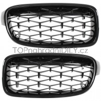 Přední maska ​​chladiče černá lesklá, dvojitá žebra, 1 pár, BMW řada 3 F30, F80 FULL BLACK STAR