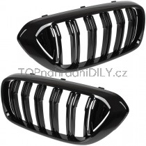 Přední maska ​​chladiče černá lesklá, dvojitá žebra, 1 pár, BMW řada 6, G32 GT