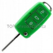 Obal klíče, autoklíč pro Škoda Fabia II, třítlačítkový, zelený