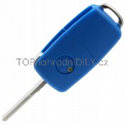 Obal klíče, autoklíč pro Škoda Fabia II, třítlačítkový, modrý a