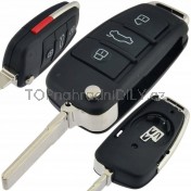 Obal klíče, holoklíč pro Audi 4-tlačítkový, černý Hrot: HU66