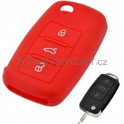 Silikonový obal, pouzdro klíče, pro VW Golf, Polo, Tiguan, Touran červený a