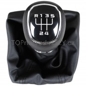 Řadicí páka s manžetou Škoda Octavia III, 5 stupňová, hlavice ABS plast, manžeta ekokůže od 2012