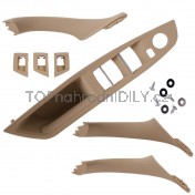 Sada madla, rukojeti, držáky, úchyty přední vnitřní dveře, levá + pravá strana, BMW řada 5, 7 ks, béžová