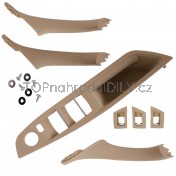 Sada madla, rukojeti, držáky, úchyty přední vnitřní dveře, levá + pravá strana, BMW řada 5, 7 ks, béžová j